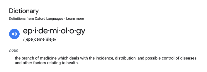 screenshot of definition of epidemiology