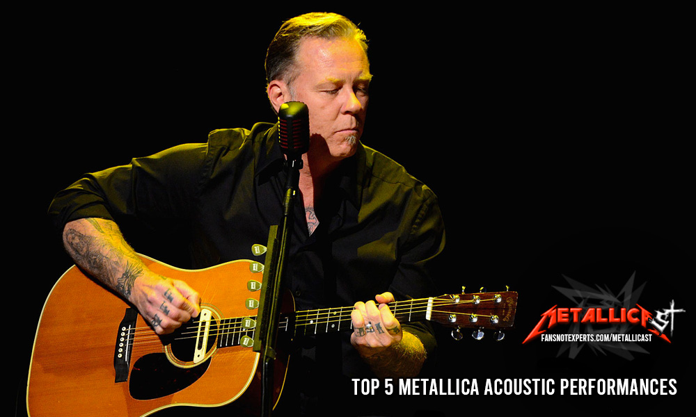 James Hetfield playing acoustic guitar