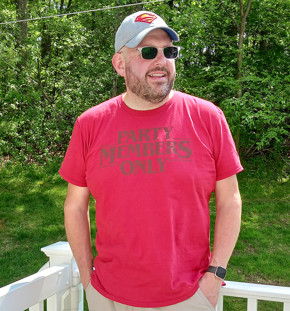 Mike in his new Stranger Things shirt